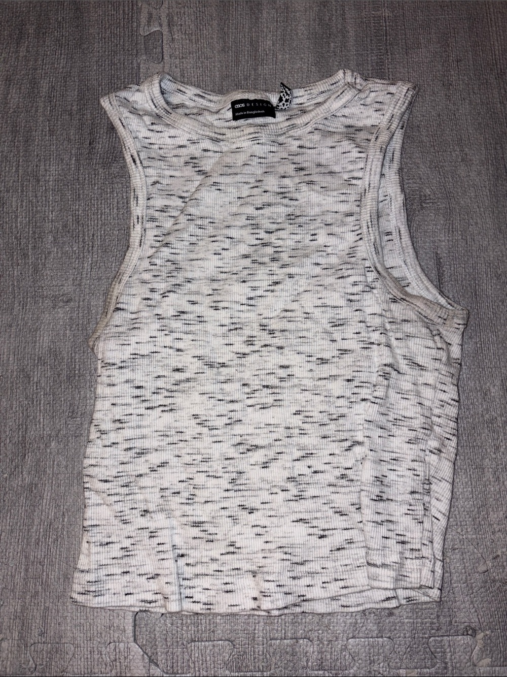 Womens Sleeveless Cropped Ribbed Tank Top - White Speckle
